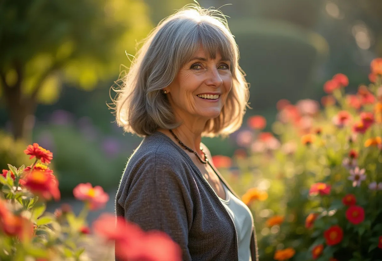 femme 60 ans coupe de cheveux frange