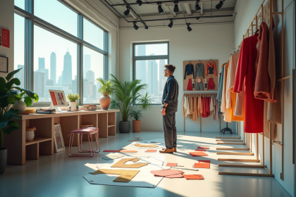 Designer de mode innovant dans un studio moderne en 2025