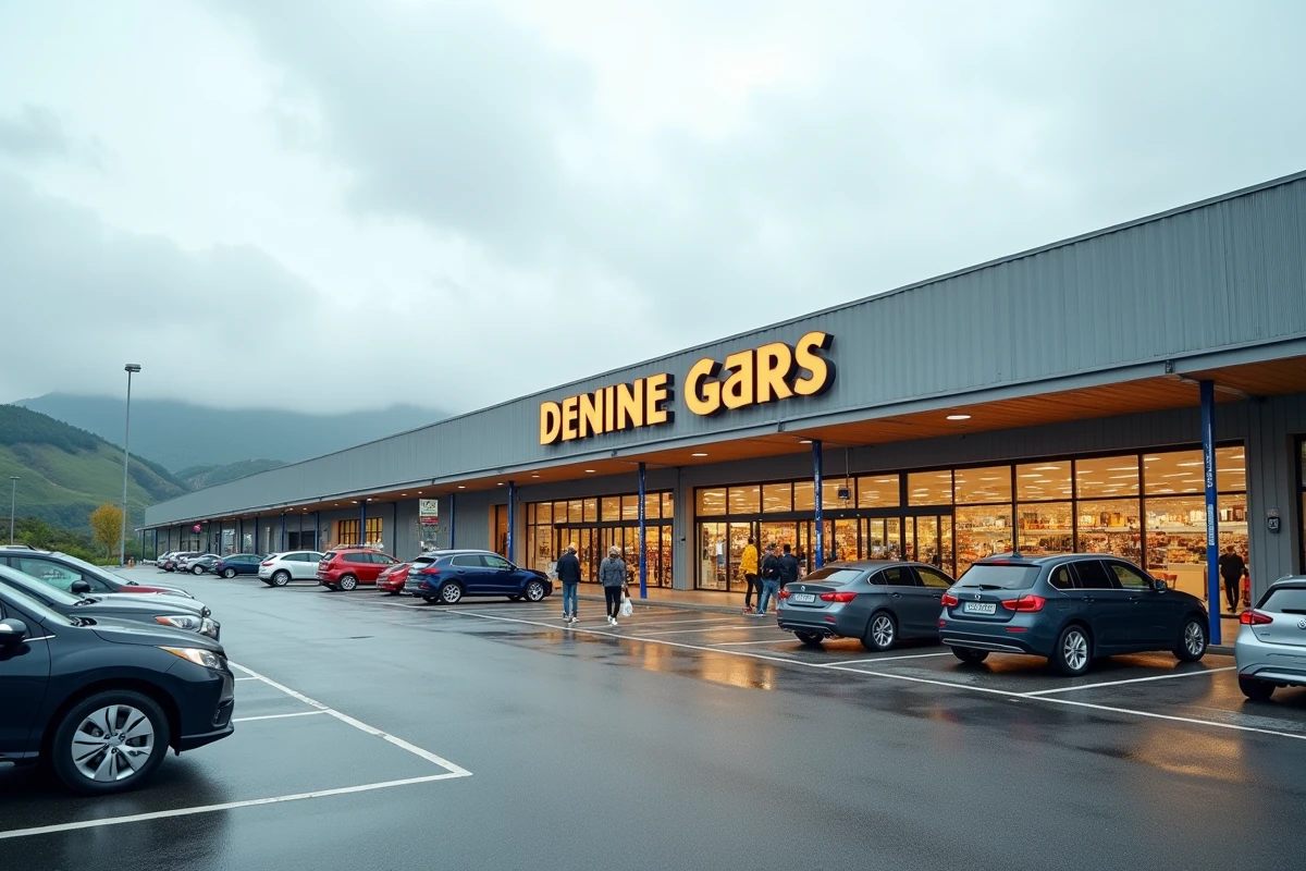 Façade extérieure du magasin Dancharia dans la zone commerciale frontalière franco-espagnole au Pays Basque