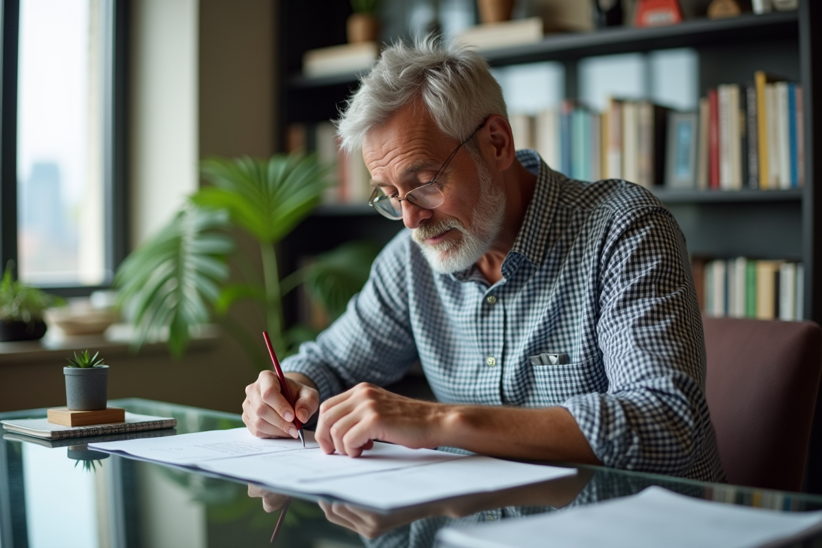 Homme traçant la circonference de sa bague avec du papier