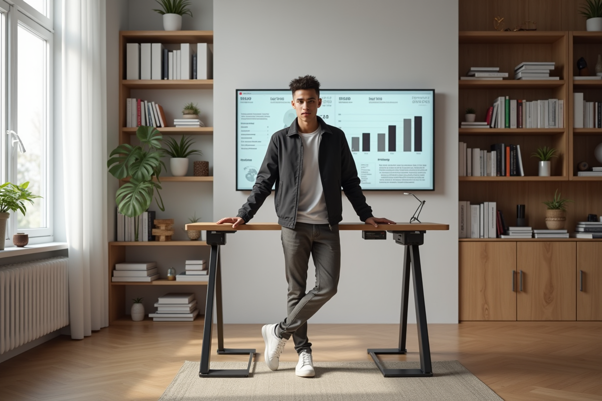 Jeune homme créatif dans un bureau moderne et high-tech