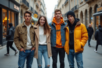 Groupe de jeunes en streetwear dans la ville