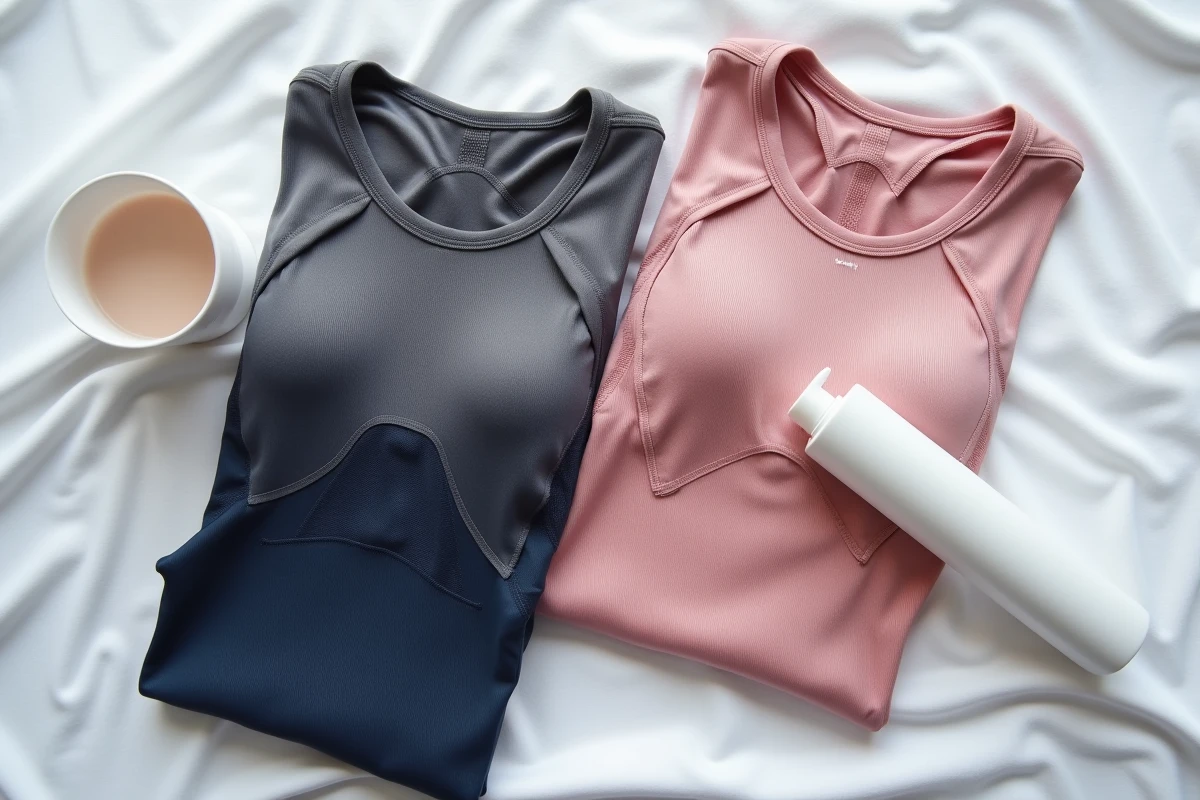 Plat posé de vêtements spandex respirants pliés avec produit anti-odeurs pour sport